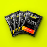Four NOBONK Pineapple Mango sachets fanned out on a chartreuse background
