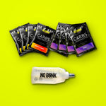 The NOBONK Full Kit: four Pineapple Mango and four Grape sachets with a 200ml soft flask